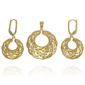 Piękny Złoty Diamentowany Komplet - pr. 585  