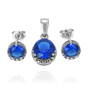 Srebrny Rodowany Komplet z Cyrkoniami