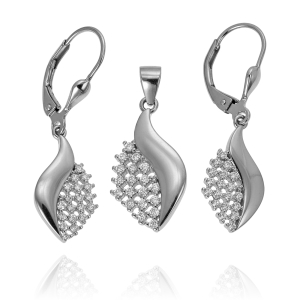 Srebrny Rodowany Komplet z Cyrkoniami 