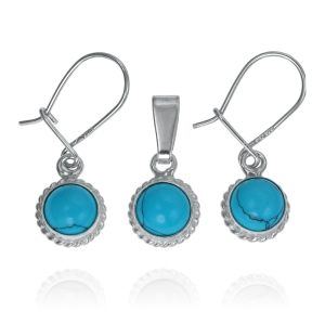 Piękny Srebrny Komplet z Turkusem