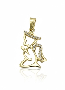 Piękny Złoty Wisiorek - Cudny Aniołek z Cyrkoniami   Pr. 585