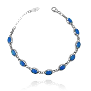 Piękna Srebrna Bransoletka z Błękitnym Opalem