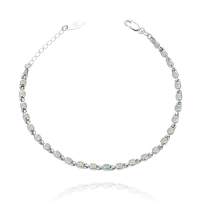 Srebrna Rodowana Bransoletka z Opalem