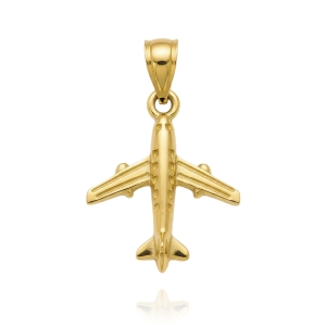 Złoty Mały Wisiorek Samolot - Próba 585