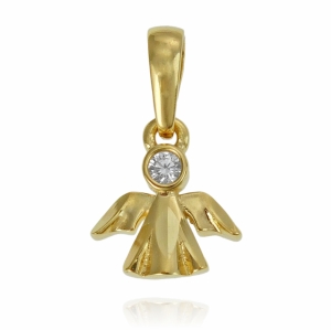 Złoty Wisiorek Anioł Aniołek z Cyrkonią - Próba 585