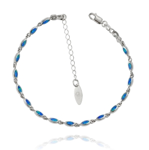 Srebrna Rodowana Bransoletka z Opalem