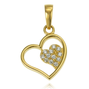 Złoty Wisiorek Serce z Cyrkoniami - Próba 585
