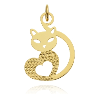 Złoty Diamentowany Wisiorek Kot Kotek - Próba 585