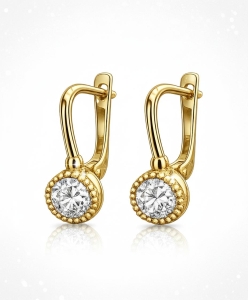 Złote Kolczyki z Cyrkonią na Zatrzasku - próba 585