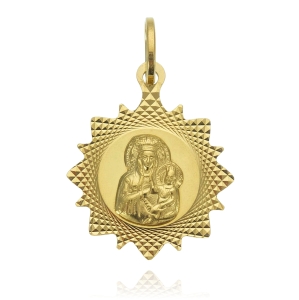 Złoty Diamentowany Medalik Matka Boska Częstochowska