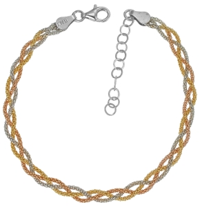 Srebrna Trzykolorowa Pozłacana Bransoletka ! 