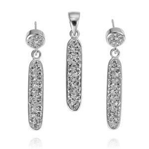 Srebrny Rodowany Komplet z Cyrkoniami 