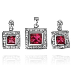 Srebrny Rodowany Komplet z Cyrkoniami 