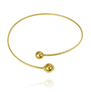 Efektowna Złota Sztywna Bransoletka z Kulkami - Pr. 585