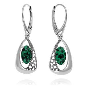 Srebrne Oksydowane Kolczyki z Malachitem