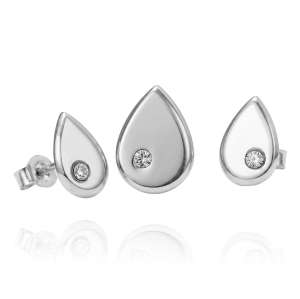 Piękny Srebrny Komplet z Cyrkoniami 