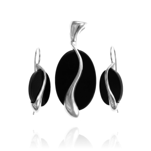 Srebrny Komplet z Czarnym Onyksem Onyks