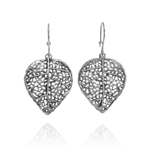 Srebrne Rodowane Kolczyki Listki Liście