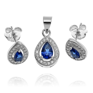 Srebrny Piękny Komplet z Cyrkoniami