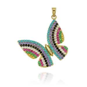 Piękny Złoty Motyl z Cyrkoniami - Próba 585