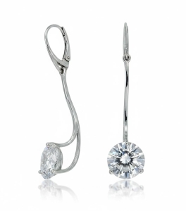 Srebrne Fantazyjne Merdające Kolczyki z Dużą Cyrkonią 