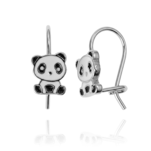 Srebrne Rodowane Kolczyki Panda Pandy na Biglu !
