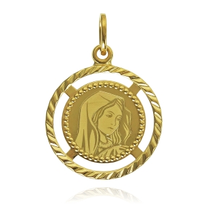 Złoty Diamentowany Medalik Matka Boska 