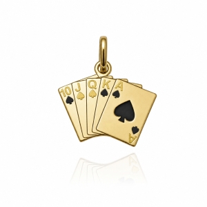 Piękny Złoty Wisiorek Karty Królewski Poker