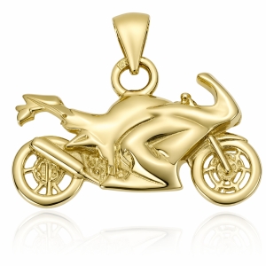 Złoty Dwustronny Wisiorek Motor Motocykl - Pr. 585 