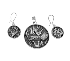 Piękny Srebrny Oksydowany Komplet od Artysty Plastyka !