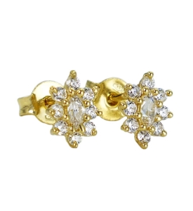 Piękne Złote Fantazyjne Kolczyki z Cyrkoniami  - próba 585 !