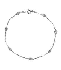 Srebrna Rodowana Delikatna Bransoletka z Diamentowanymi Kulkami !!!