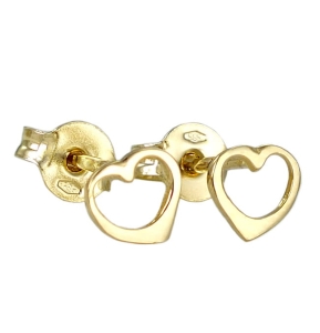Piękne Złote Kolczyki  Gładkie Serduszka - pr. 585