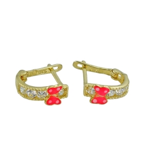 Piękne Złote Kolczyki Motylki z Ręcznie Malowanym Motylkiem - próba 585 !!!