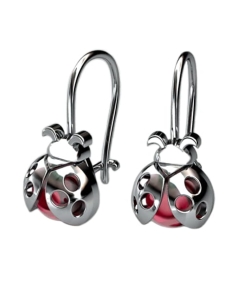 Srebrne Rodowany Kolczyki  Biedronki Biedroneczki na Biglu