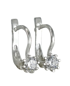 Piękne Srebrne Rodowane Kolczyki z Cyrkonią Na Angliku !