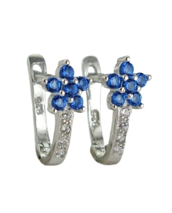 Piękne Srebrne Rodowane Kolczyki Kwiatuszki z Cyrkoniami !!!