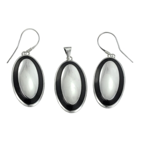 Piękny Srebrny Komplet Emaliowany - Nowy Wzór !