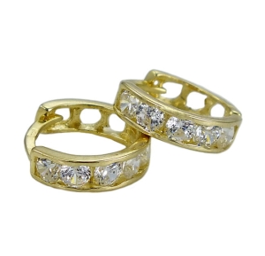 Złote Kolczyki Okrągłe Przecinki z Cyrkoniami - próba 585