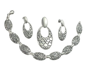 Piękny Srebrny  Oksydowany Ażurowy Komplet Fantazyjny Wzór !!!