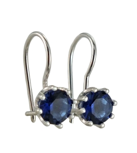 Srebrne Rodowane Kolczyki z Granatową Cyrkonią na Biglu !