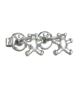 Piękne Srebrne Rodowane Kolczyki Misie !!!