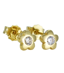 Piękne Złote Kolczyki Kwiatuszki z Cyrkonią - próba 585 !