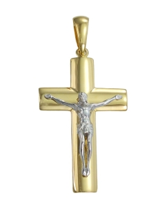 Złoty Prosty Duży Krzyż z Panem Jezusem - Próba 585