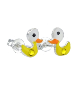 Piękne Srebrne Kolczyki Kaczuszki z Cyrkonią !