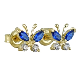 Piękne Złote Kolczyki Motylki z Cyrkoniami !!! R-1