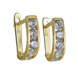 Piękne Złote Kolczyki Przecinki z Cyrkoniami - próba 585 NAJTANIEJ !