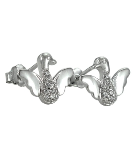 Piękne Srebrne Rodowane Kolczyki Kaczuszki !!!