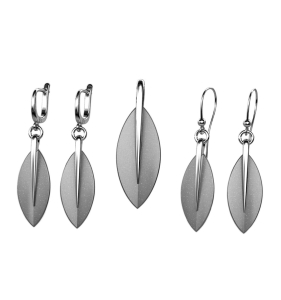 Piękny Srebrny Rodowany Komplet Skrzący Liść !!! Jakość !!!