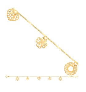 Piękna Modna Złota Bransoletka Celebrytka Pięć Ażurków - pr.585